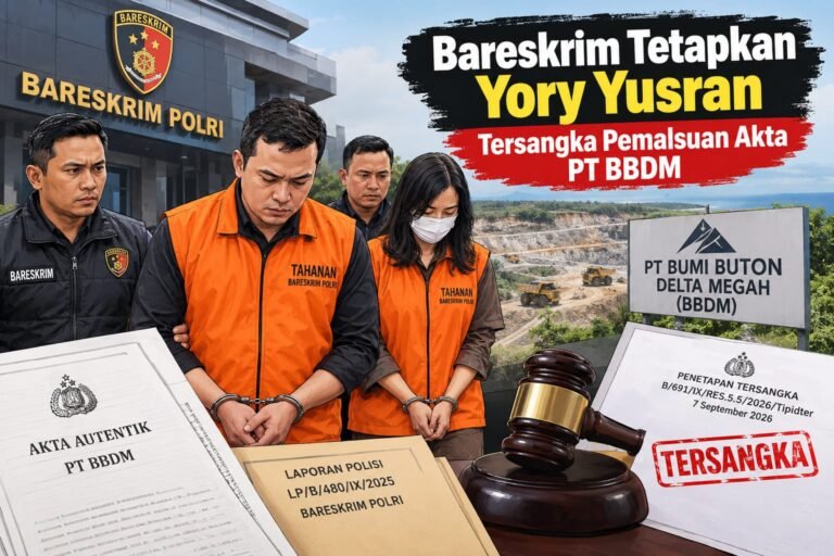 Polri Resmi Tetapkan Yory Yusran Tersangka Pemalsuan Akta PT BBDM